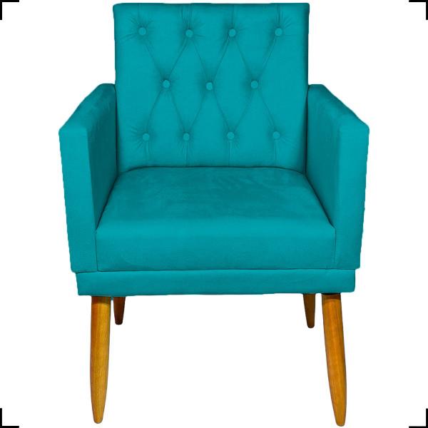 Imagem de Kit 2 Poltronas Capitonê Para Sala Decorativa Nina Suede Cores Pé Castanho 