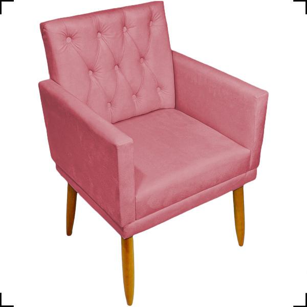 Imagem de Kit 2 Poltronas Capitonê Para Sala Decorativa Nina Suede Cores Pé Castanho 