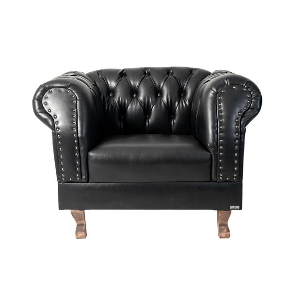 Imagem de Kit 2 poltronas Chesterfield Capitonê Duque Corano Preto Decoração, Recepção, Salas de Tv e Estar