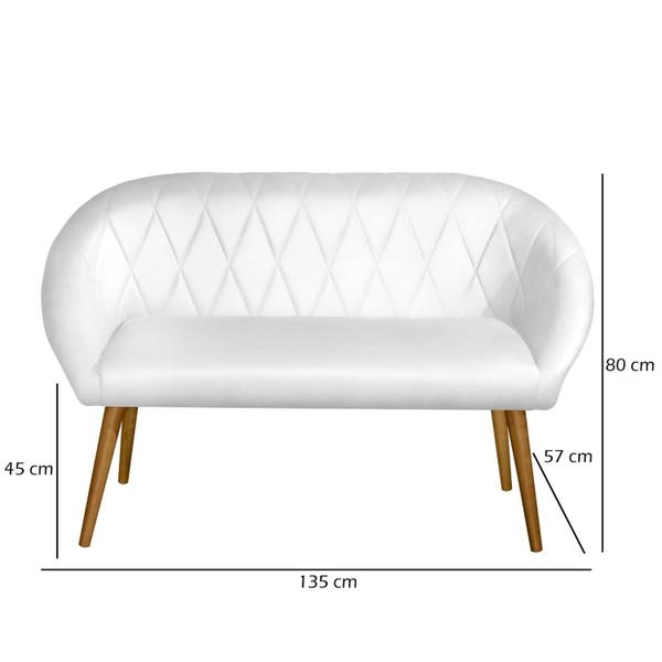 Imagem de Kit 2 Poltronas com Namoradeira Pé Palito Couro PU Cores B&A