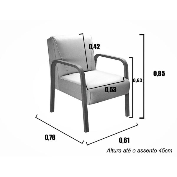 Imagem de Kit 2 Poltronas Conjunto Cadeiras Moderna Braço Madeira Anita