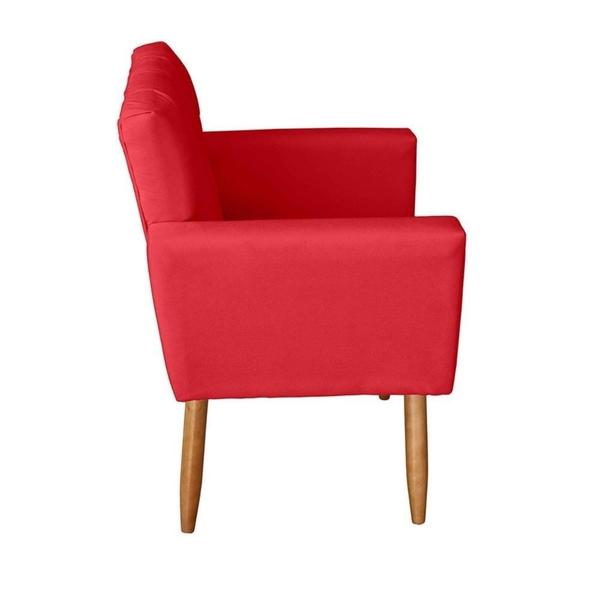 Imagem de Kit 2 Poltronas Decorativa 66cm Thais e Puff Sófia Vermelho - Mafer