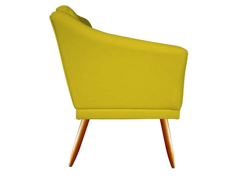 Imagem de Kit 2 Poltronas Decorativa Agatha Suede Amarelo Pés Madeira Ms Decor