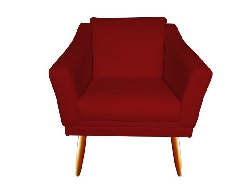 Imagem de Kit 2 Poltronas Decorativa Agatha Suede Vermelho Pés Madeira Ms Decor