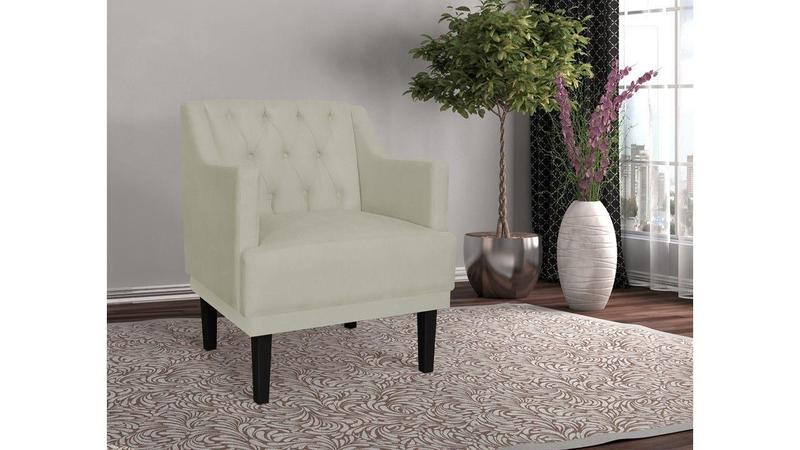 Imagem de Kit 2 Poltronas Decorativa Alice Suede Bege Pés Madeira Ms Decor