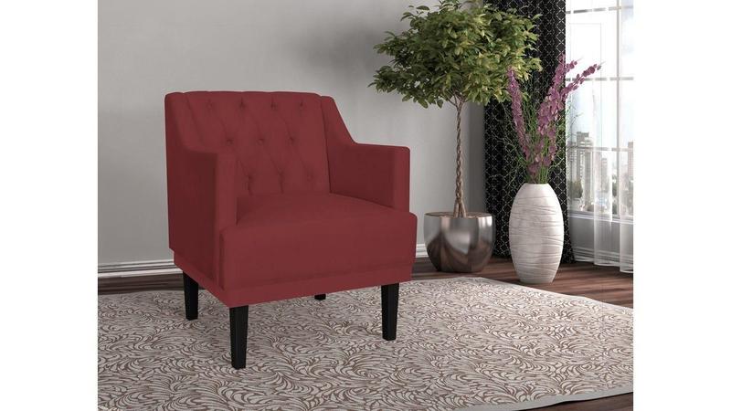 Imagem de Kit 2 Poltronas Decorativa Alice Suede Marsala Pés Madeira Ms Decor