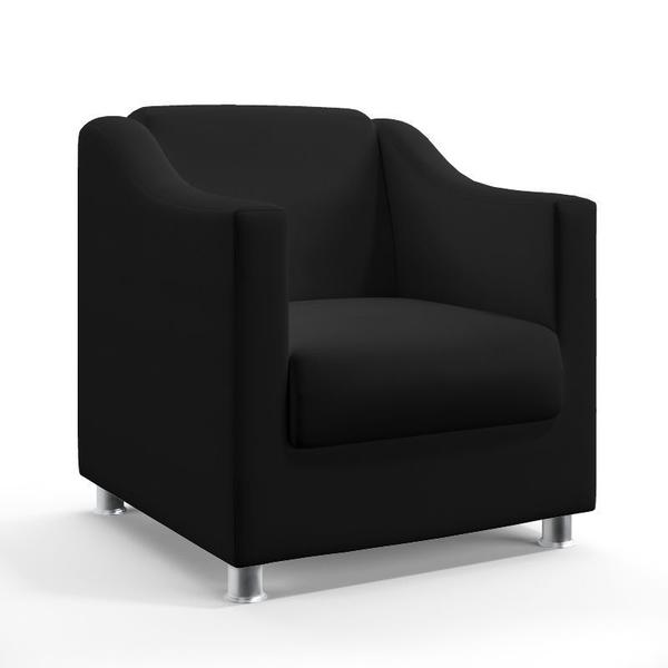 Imagem de Kit 2 Poltronas Decorativa Alya E Puff Izar Suede Preto Aradecor