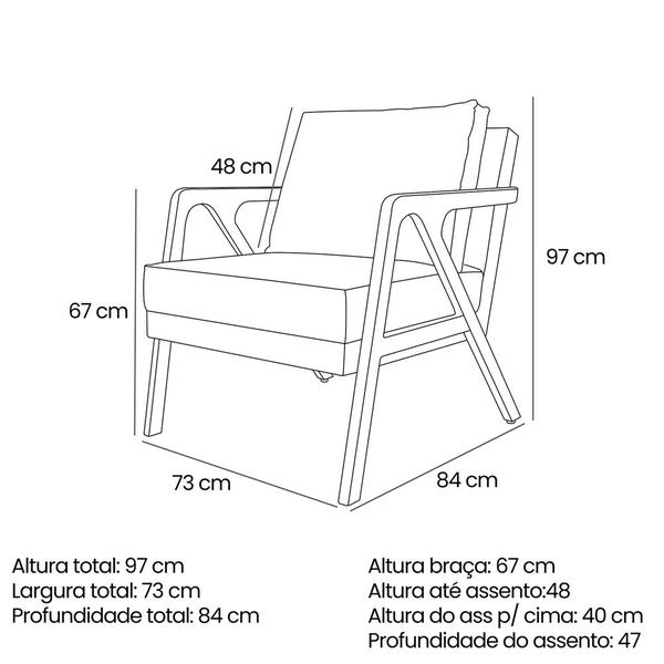 Imagem de Kit 2 Poltronas Decorativa Ana para Sala de Estar Linho Marrom - Montanaris Decor