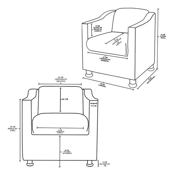 Imagem de Kit 2 Poltronas Decorativa Ana Suede Cinza Pés Cromado - Pallazio