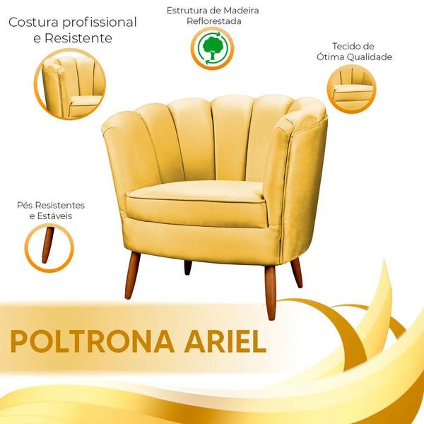 Imagem de Kit 2 Poltronas Decorativa Ariel Petala com Pés de Madeira Speciale Home