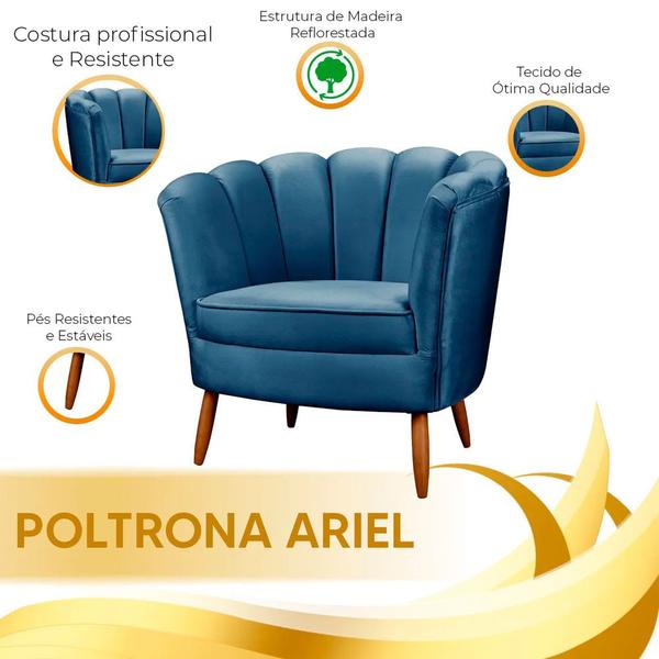 Imagem de Kit 2 Poltronas Decorativa Ariel Petala com Pés de Madeira Star Confort