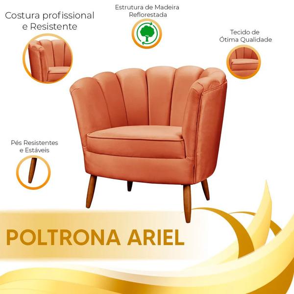 Imagem de Kit 2 Poltronas Decorativa Ariel Petala com Pés de Madeira Star Confort