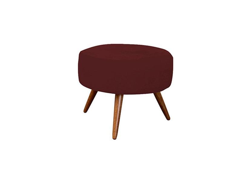 Imagem de Kit 2 Poltronas Decorativa Aurora + 1 Puff Redondo Suede Marsala Pés Madeira Ms Decor