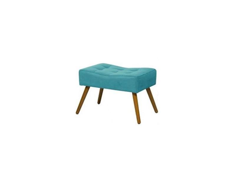 Imagem de Kit 2 Poltronas Decorativa Aurora + 1 Puff Retangular Suede Azul Tifany Pés Madeira Ms Decor