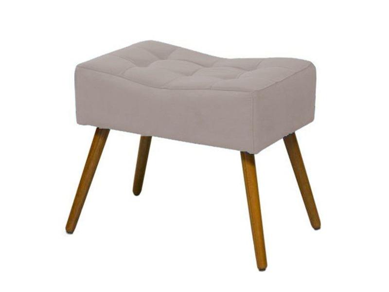 Imagem de Kit 2 Poltronas Decorativa Aurora + 1 Puff Retangular Suede Bege Pés Madeira Mz Decor