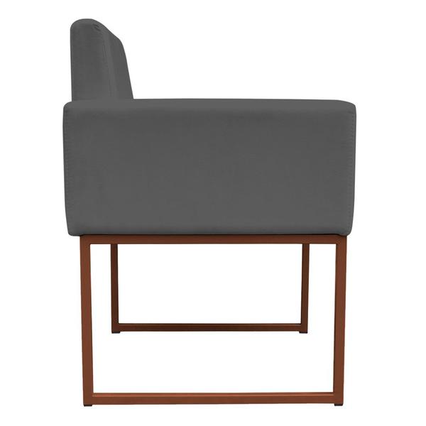 Imagem de Kit 2 Poltronas Decorativa Base De Ferro Bronze Veludo Cinza - Montanaris Decor