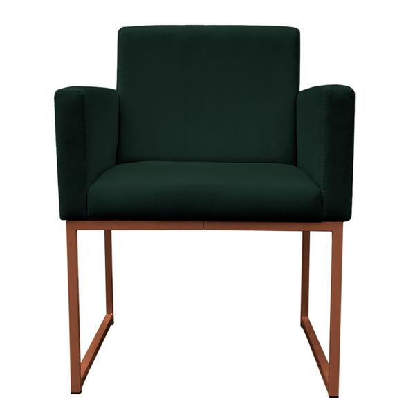 Imagem de Kit 2 Poltronas Decorativa Base De Ferro Bronze Veludo Verde - Montanaris Decor