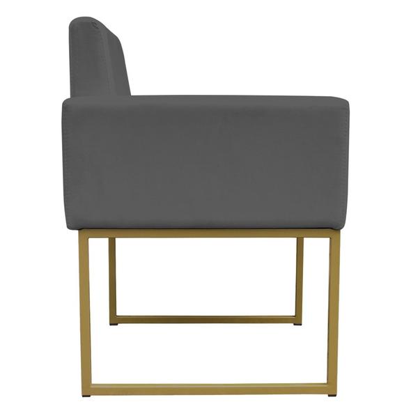 Imagem de Kit 2 Poltronas Decorativa Base De Ferro Gold Veludo Cinza - Montanaris Decor