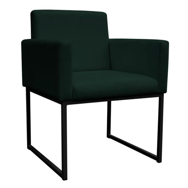 Imagem de Kit 2 Poltronas Decorativa Base De Ferro Preto Veludo Verde - Montanaris Decor