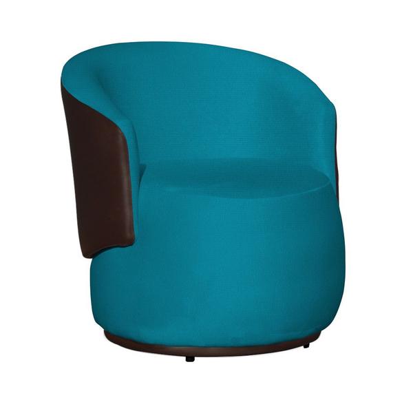 Imagem de Kit 2 Poltronas Decorativa Beatriz Orgânica Composê Couro Marrom Suede Azul Tiffany Mz Decor