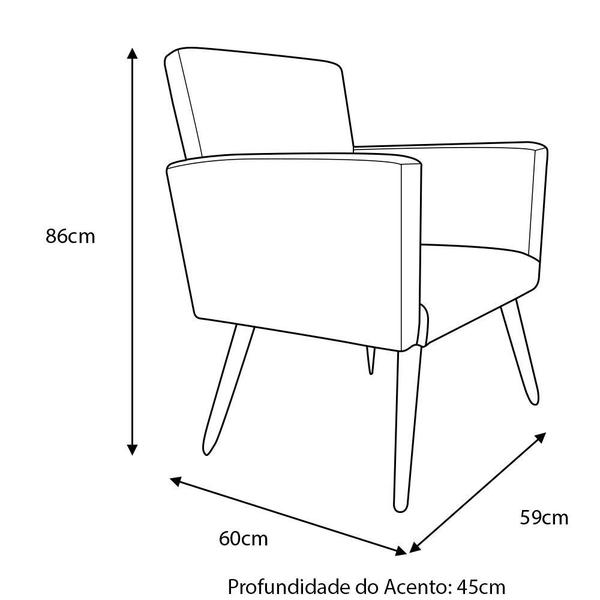 Imagem de Kit 2 Poltronas Decorativa Bia Couro Branco Pés Madeira Mz Decor