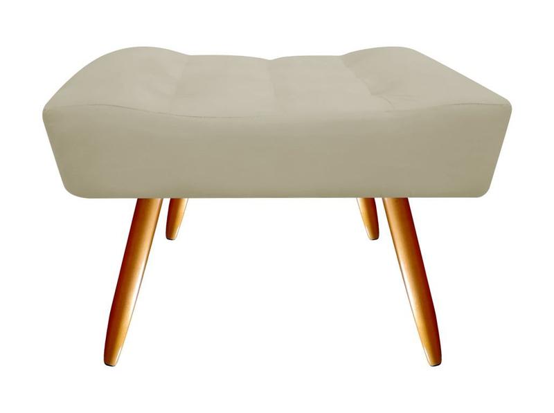 Imagem de Kit 2 Poltronas Decorativa Bia + Puff Retangular Suede Bege Pés Madeira Ms Decor