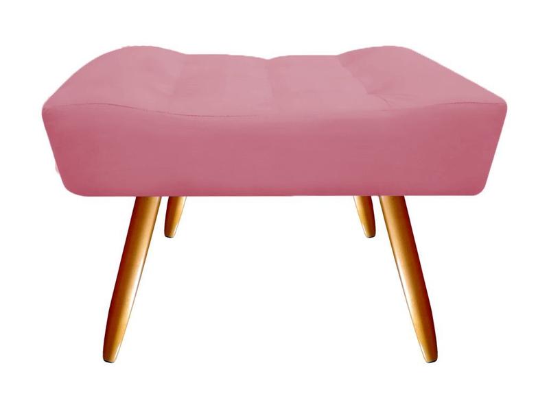 Imagem de Kit 2 Poltronas Decorativa Bia + Puff Retangular Suede Rosa Pés Madeira Mz Decor