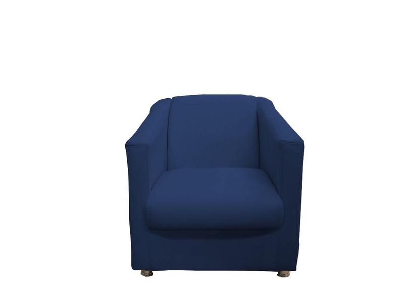 Imagem de Kit 2 Poltronas Decorativa Biane Couro Azul Marinho Pés Cromado Mz Decor