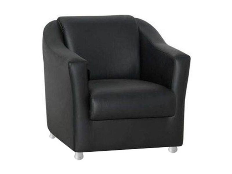 Imagem de Kit 2 Poltronas Decorativa Biane Couro Preto Pés Cromado Ms Decor