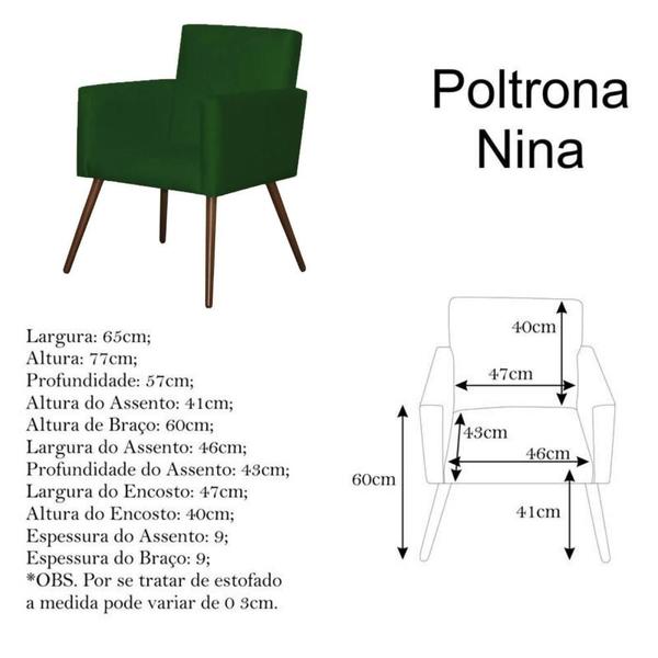 Imagem de Kit 2 Poltronas Decorativa Cadeira Recepcao Nina Verde