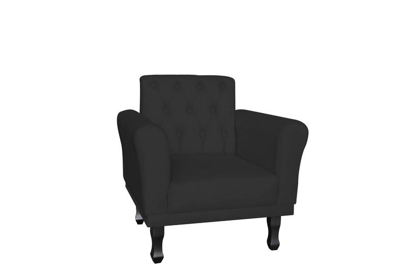 Imagem de Kit 2 Poltronas Decorativa Classic Couro Preto Pés Madeira Ms Decor