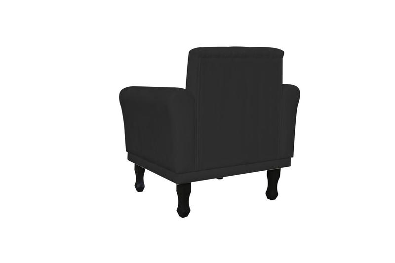 Imagem de Kit 2 Poltronas Decorativa Classic Couro Preto Pés Madeira Ms Decor