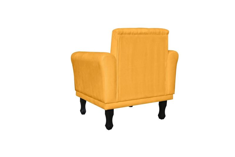 Imagem de Kit 2 Poltronas Decorativa Classic Suede Amarelo Pés Madeira Ms Decor