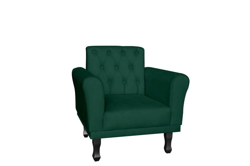 Imagem de Kit 2 Poltronas Decorativa Classic Suede Verde Pés Madeira Ms Decor