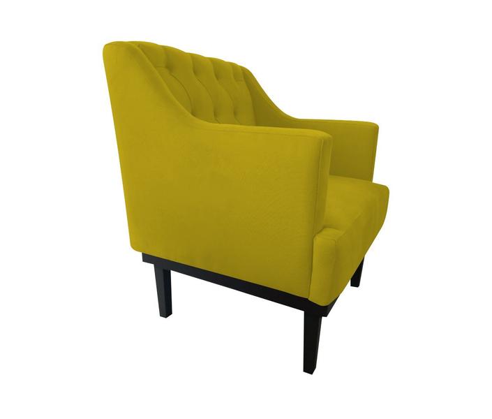 Imagem de Kit 2 Poltronas Decorativa Clássica Capitonê Couro Amarelo Pés Madeira Mz Decor