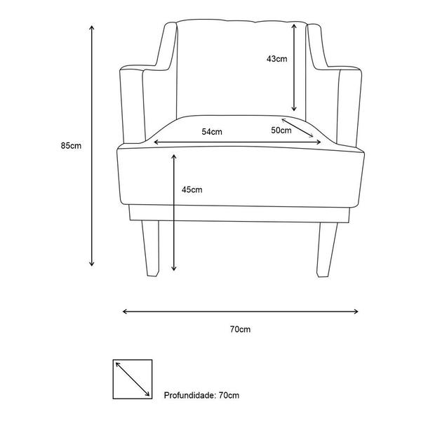 Imagem de Kit 2 Poltronas Decorativa Clássica Capitonê Couro Bege Pés Madeira Ms Decor