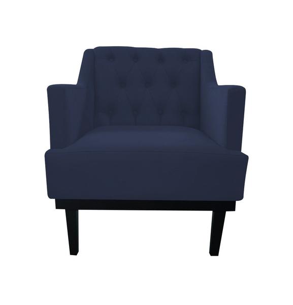 Imagem de Kit 2 Poltronas Decorativa Clássica Capitonê Suede Azul Marinho Pés Madeira Ms Decor