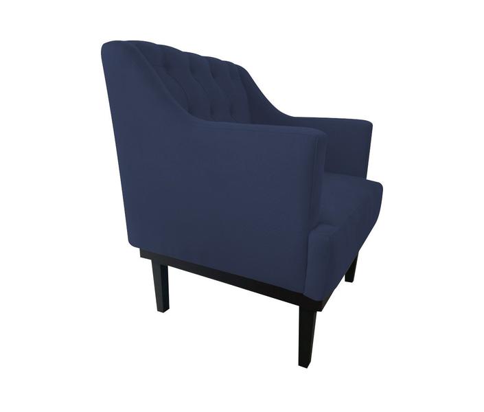 Imagem de Kit 2 Poltronas Decorativa Clássica Capitonê Suede Azul Marinho Pés Madeira Ms Decor