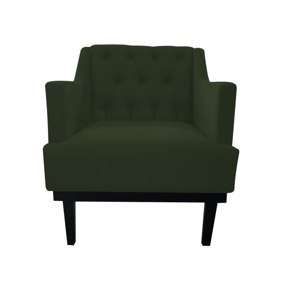 Imagem de Kit 2 Poltronas Decorativa Clássica Capitonê Suede Verde Pés Madeira Mz Decor