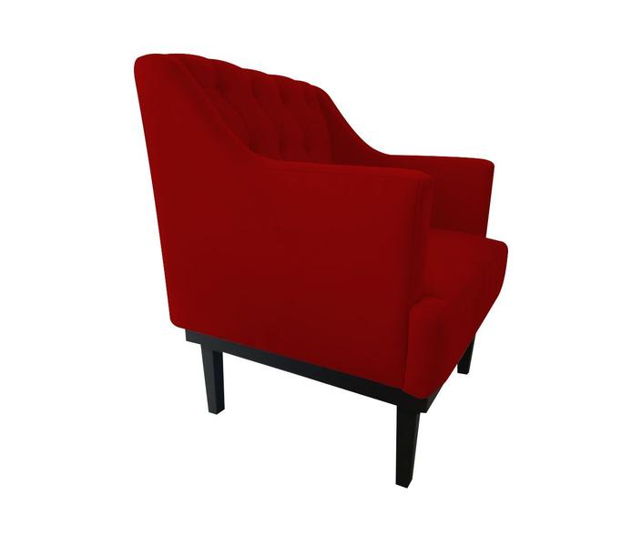 Imagem de Kit 2 Poltronas Decorativa Clássica Capitonê Suede Vermelho Pés Madeira Mz Decor