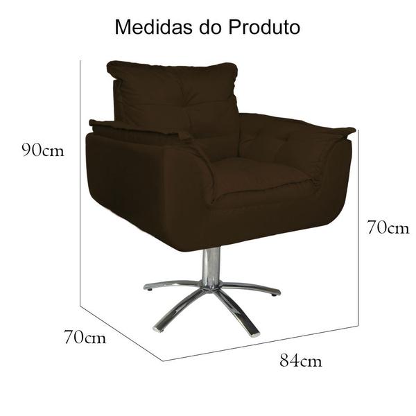 Imagem de Kit 2 Poltronas Decorativa Clínica Com Base Giratória de Metal Opala Suede Marrom - DL Decor