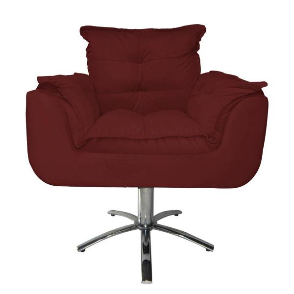 Imagem de Kit 2 Poltronas Decorativa Clínica Com Base Giratória de Metal Opala Suede Vermelho Bordo - LM DECOR