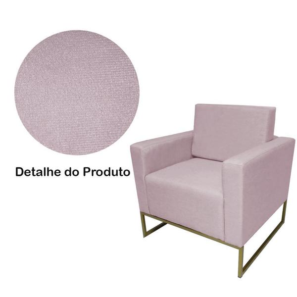 Imagem de Kit 2 Poltronas Decorativa Com Base de Ferro Sala de Espera Grazi Suede Rose - DL DECOR