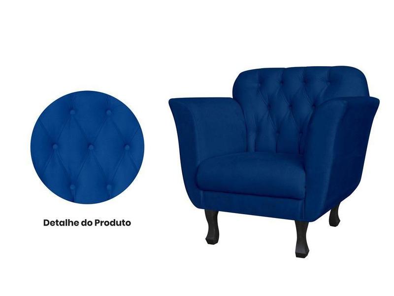 Imagem de Kit 2 Poltronas Decorativa Dália Suede Azul Marinho Pés Madeira Mz Decor