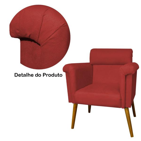 Imagem de Kit 2 Poltronas Decorativa Elisa Suede Vermelho Pés Madeira Mz Decor