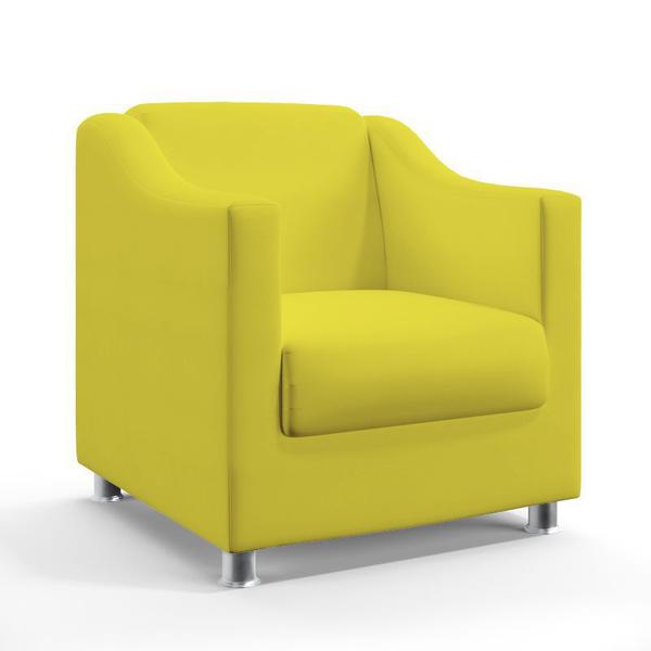 Imagem de Kit 2 Poltronas Decorativa Estofada Alya E Puff Izar Sued Amarelo Aradecor