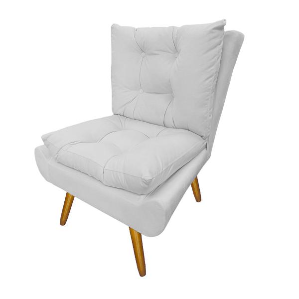 Imagem de Kit 2 Poltronas Decorativa Estofada Pés Palito Para Escritório Karen Corano Branco - DL Decor