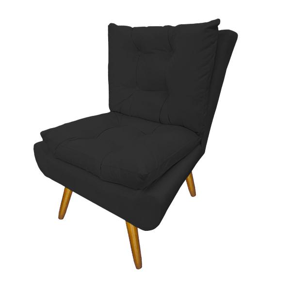 Imagem de Kit 2 Poltronas Decorativa Estofada Pés Palito Para Escritório Karen Suede Preto - DL Decor