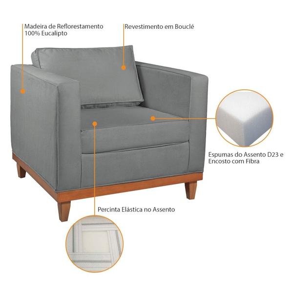 Imagem de Kit 2 Poltronas Decorativa Europa Bouclé Cinza - Amarena Móveis