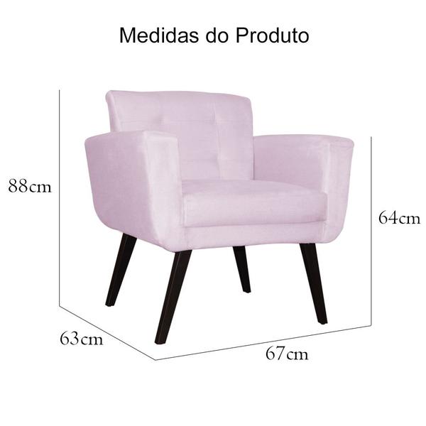 Imagem de Kit 2 Poltronas Decorativa Geovana Suede Rosê Pés Madeira Ms Decor